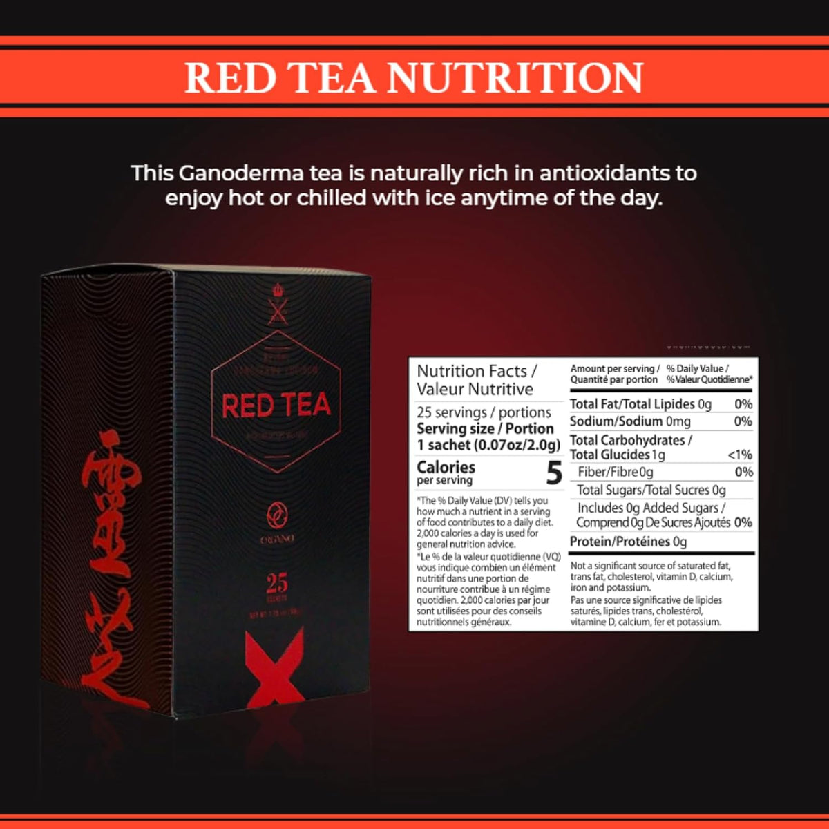 ORGANO Red Tea with Cordyceps and Ganoderma lucidum (25 sachets)