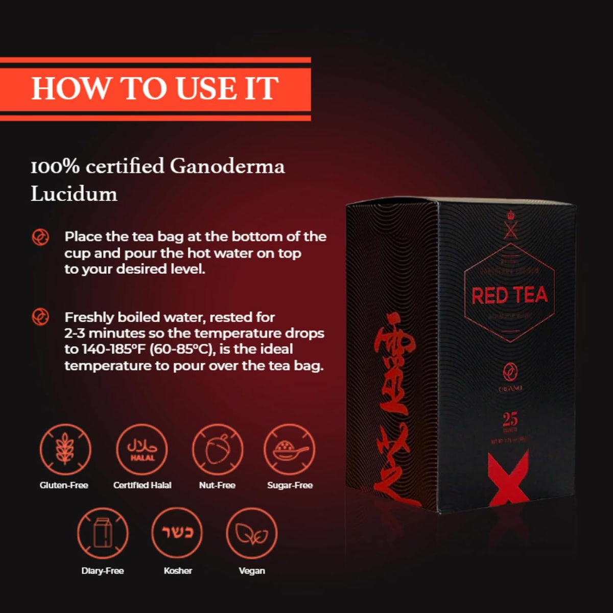 ORGANO Red Tea with Cordyceps and Ganoderma lucidum (25 sachets)