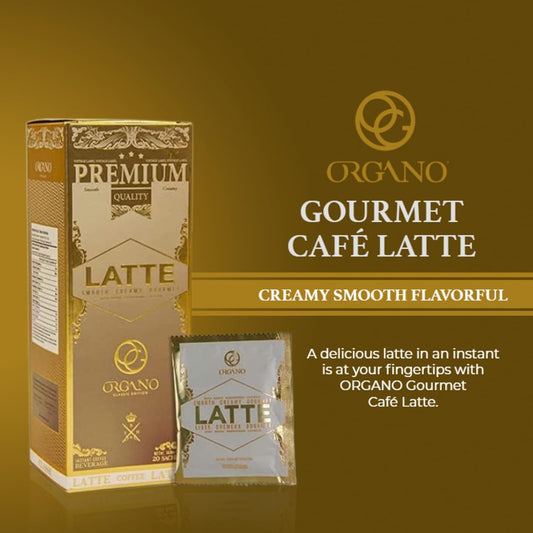 ORGANO Gourmet Cafe Latte, 100% Certified Ganoderma Lucidum (20 Sachets)