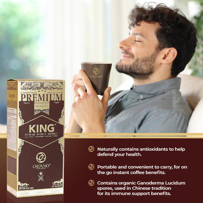 ORGANO King of Coffee, 100% Certified Ganoderma Lucidum spore powder (25 Sachets) EcoCert certified organic.