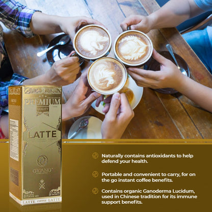 ORGANO Gourmet Cafe Latte, 100% Certified Ganoderma Lucidum (20 Sachets)